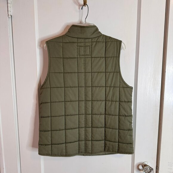 Dip Army Green Quilted Sleeveless Zip Front Vest sz Large - Picture 4 of 7